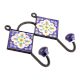 Navy Blue Yellow Tinny Flower Tiles Hooks